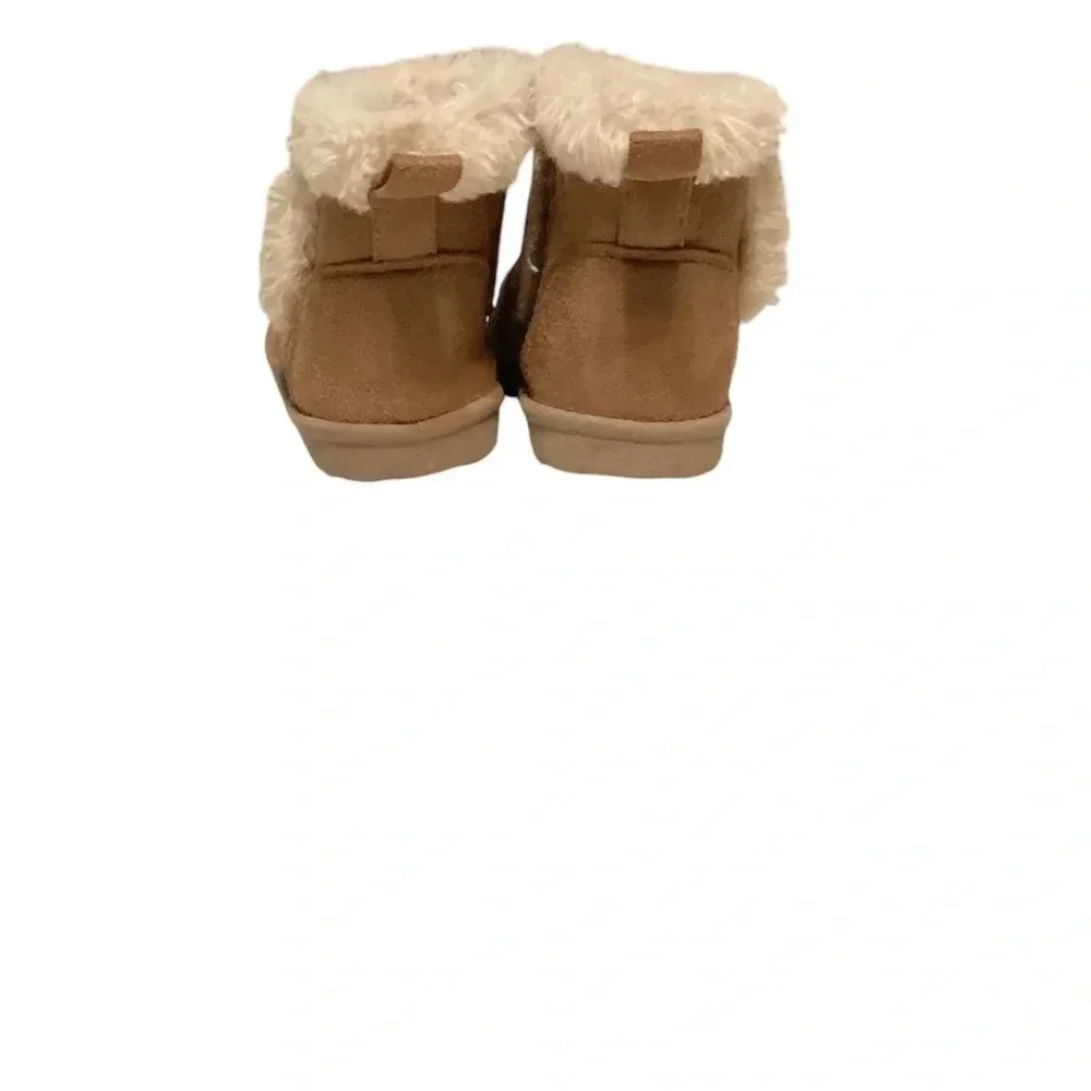 Wonder Nation Boots Ankle Faux Fur Faux Suede Warm Cozy Children SZ 5 Tan